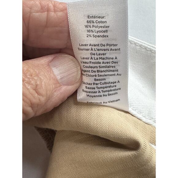 Talbots White Cotton Blend Stretch Pants Button Front Pocket Design Size 4 EUC - Picture 14 of 14